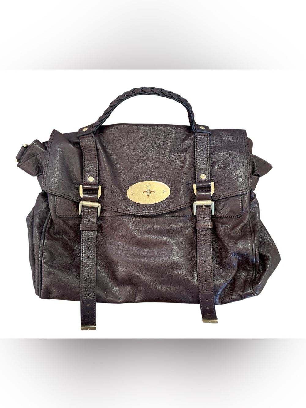Mulberry Oversized Alexa Chocolate Brown Leather Satchel Bag